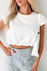 Mind Over Matter Bubble Hem Top (White)