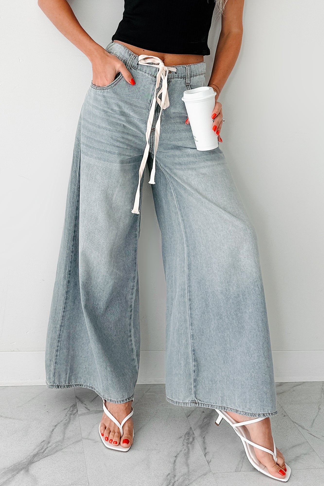 Marin Ombre Wide Leg NoaBoa Jeans (Denim Grey)