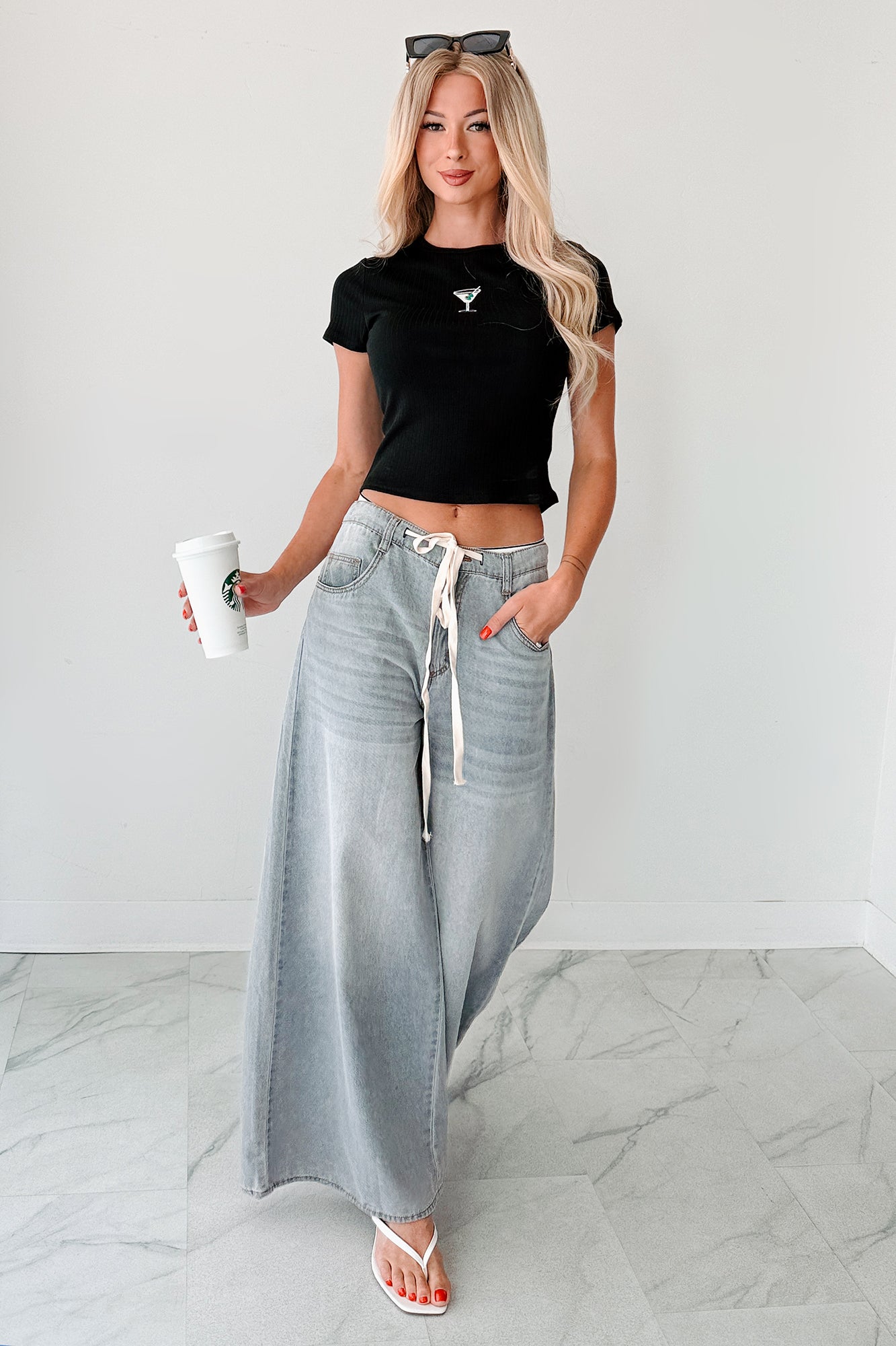 Marin Ombre Wide Leg NoaBoa Jeans (Denim Grey)
