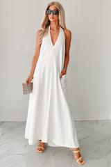 Speak Your Truth Halter Maxi Dress (Off White)