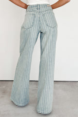 Cassian Striped Wide Leg Cello Jeans (Light)