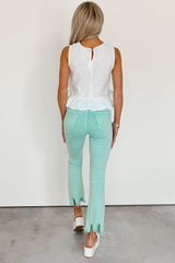 A Cup Of Quiet Sleeveless Ruffle Tie Top (White)