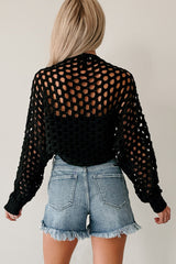 Back To Us Open Knit Bolero Shrug (Black)