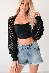 Back To Us Open Knit Bolero Shrug (Black)