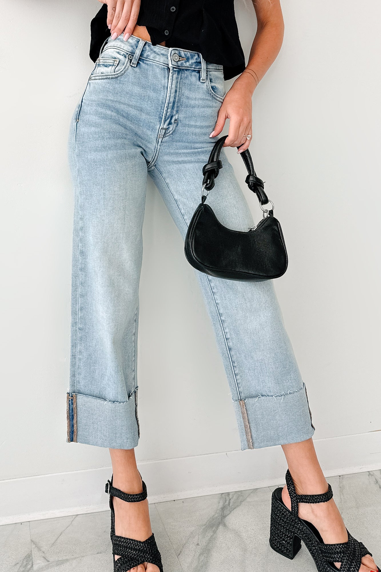 Angelo Cuffed Wide Leg Hidden Jeans (Vintage Light)