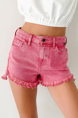 Desmond High Rise Cello Denim Shorts (Hot Pink)