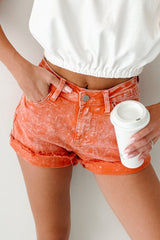 Bahari Judy Blue Mid Rise Denim Shorts (Peach)