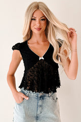 Leave It All Behind Lace Babydoll Top (Black)