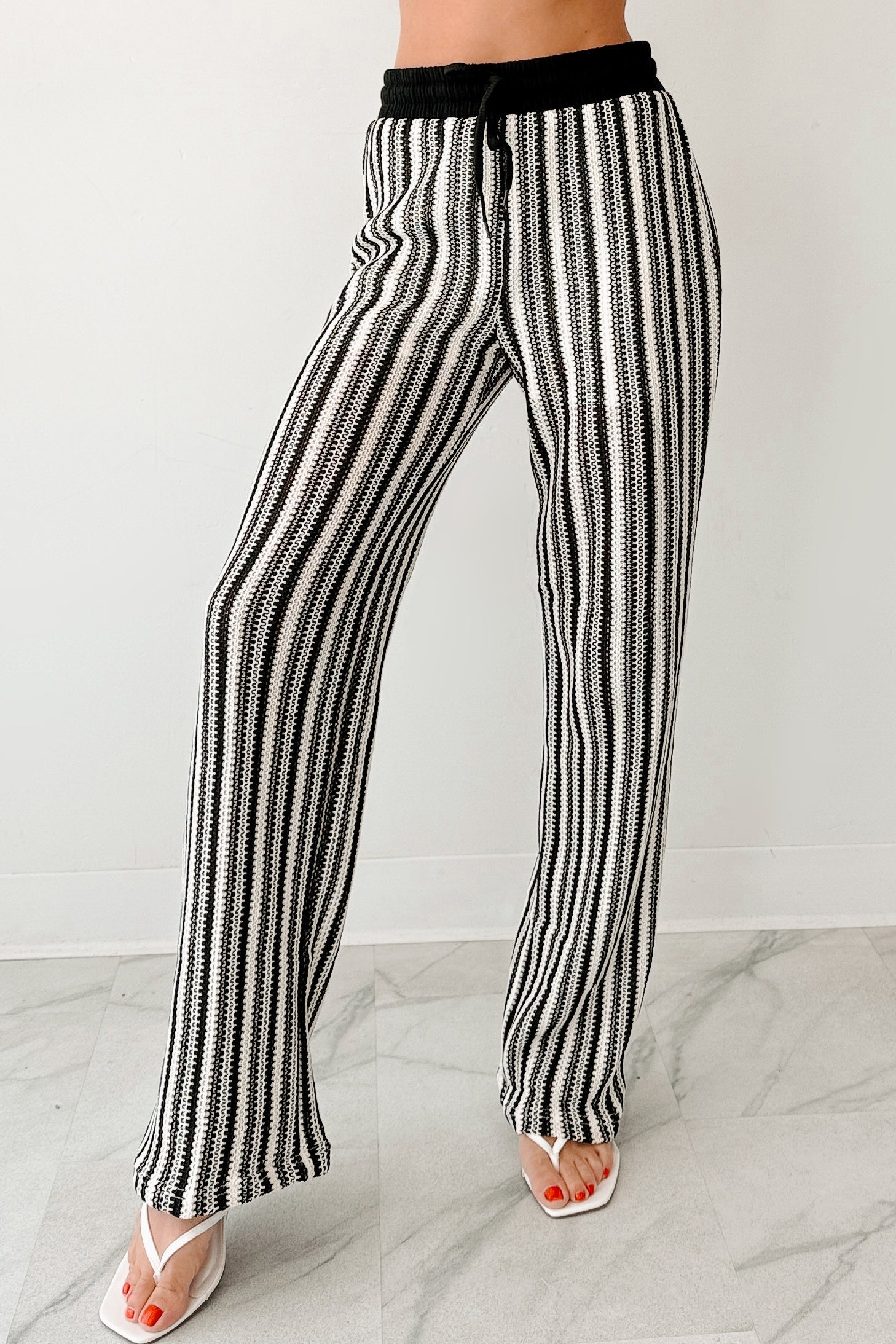 Yours To Hold Striped Crochet Pants (Black/Ivory)