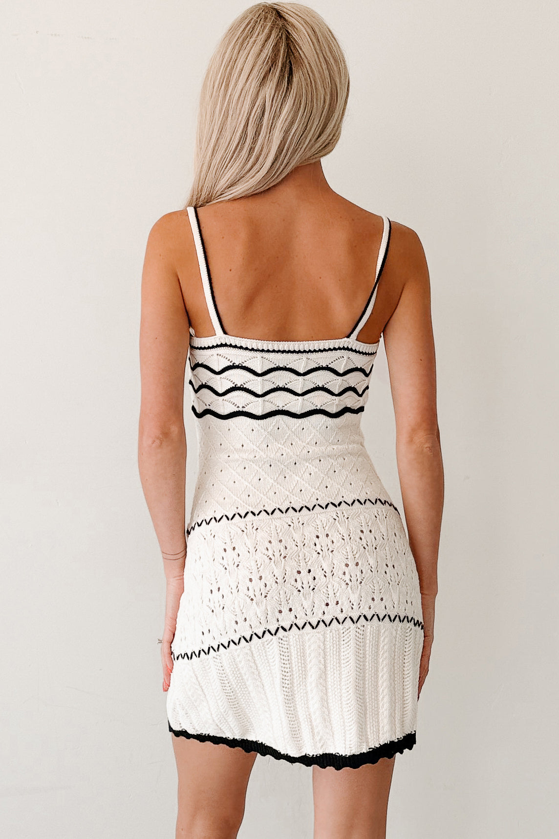 Cupid's Cloud Sleeveless Crochet Mini Dress (Cream)