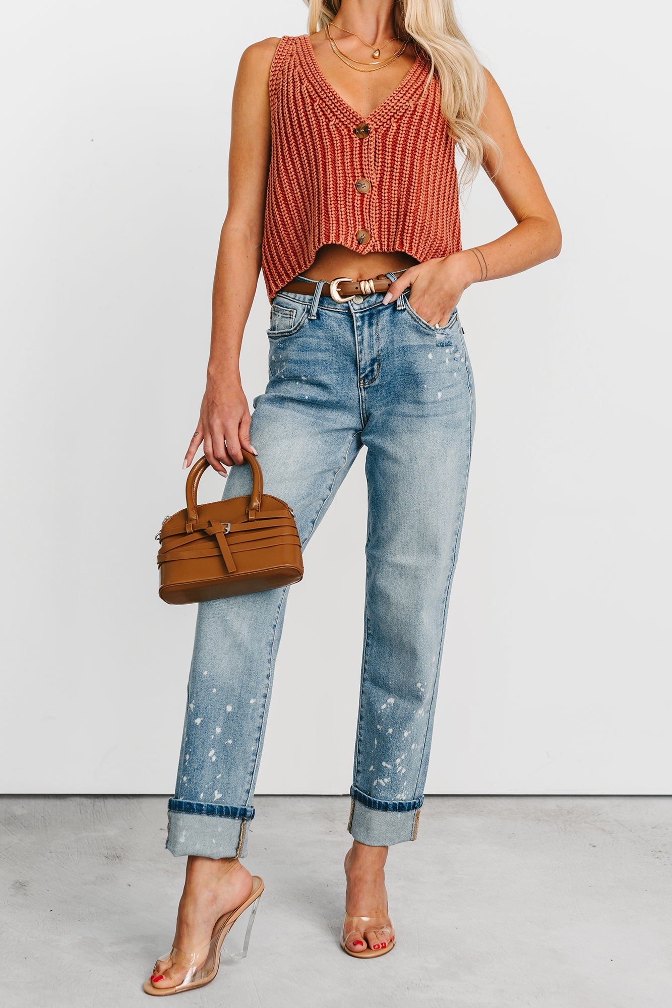 Ginny Bleach Splatter Judy Blue Boyfriend Jeans (Medium)