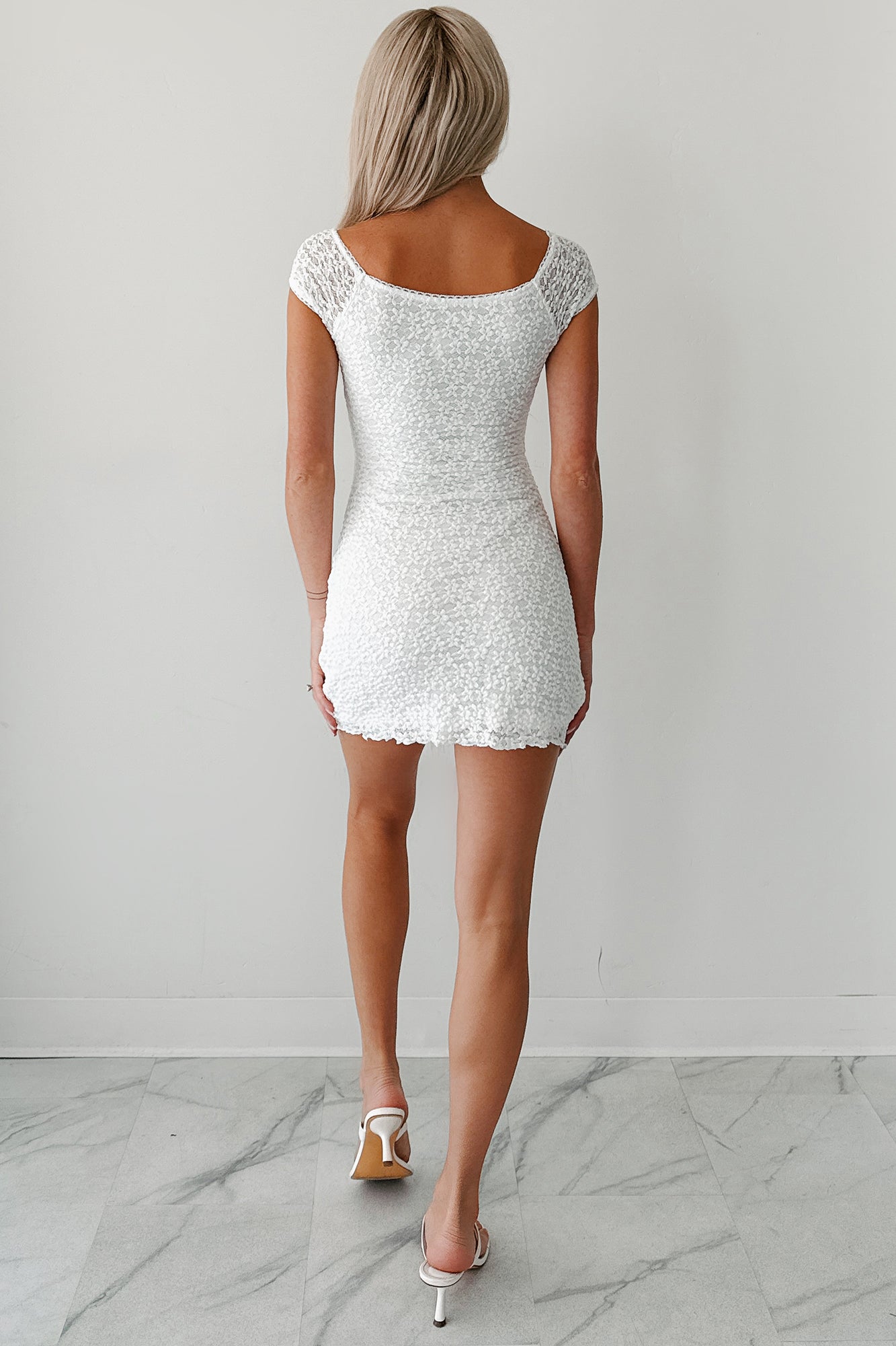 I'm What You Need Lace Mini Dress (Off White)