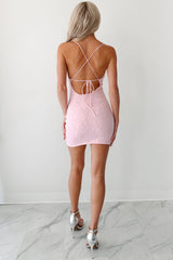 Bow Behavior Sleeveless Floral Mini Dress (Baby Pink)