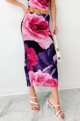 Mood Manifest Floral Mesh Midi Skirt (Pink/Purple)