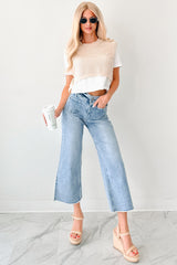 Louisa Wide Cropped Mica Denim Jeans (Light Wash)
