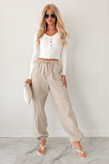 No Plot Needed Parachute Jogger Pants (Coconut Milk)