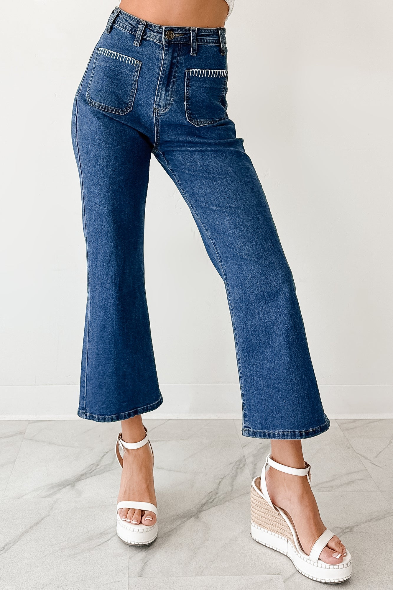 Damian High Rise Denim Lovelo Flare Jeans (Dark)