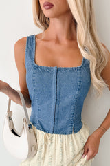 Made For More Hook Front Denim Tank Top (Denim)