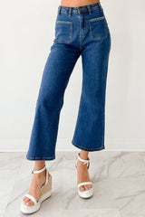Damian High Rise Denim Lovelo Flare Jeans (Dark)