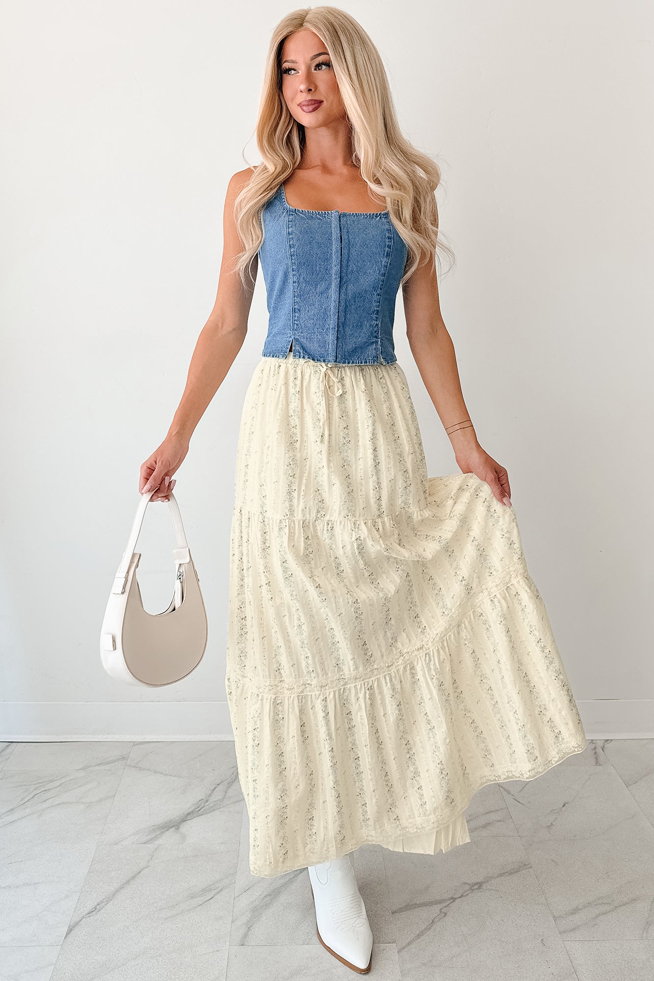 Made For More Hook Front Denim Tank Top (Denim)