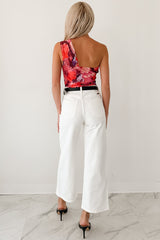 Time Of My Life Floral One Shoulder Bodysuit (Raspberry)