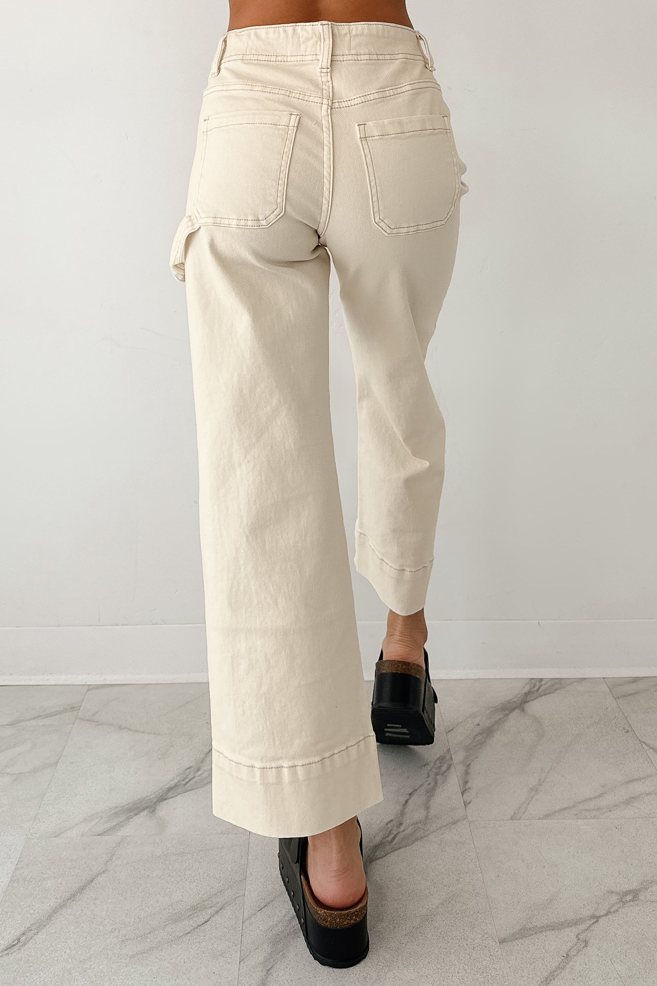 Marlo Tummy Control Wide Crop Risen Jeans (Ivory)