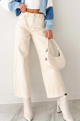 Marlo Tummy Control Wide Crop Risen Jeans (Ivory)