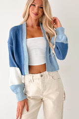 Couch Club Colorblock Long Sleeve Cardigan (Blue Combo)
