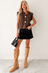 Amber Hours Sleeveless Sweater Top (Brown)