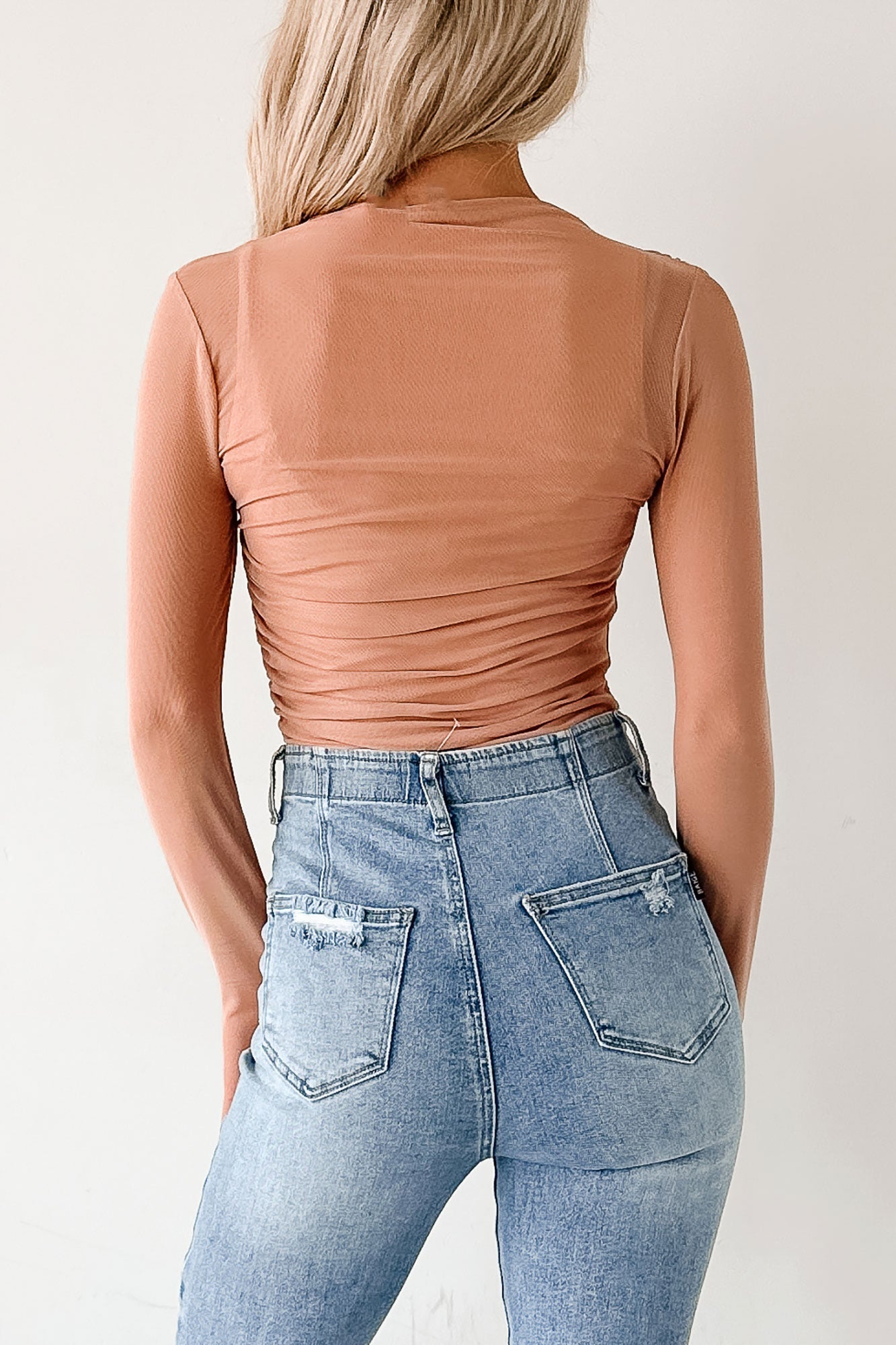 Heels & Hollywood Long Sleeve Mesh Fore Bodysuit (Nude)