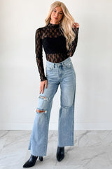 Gentle Spark Floral Lace Long Sleeve (Black)