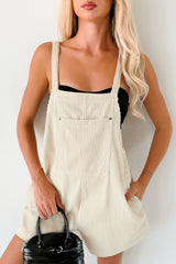 Laugh Out Loud Corduroy Overall Rompers (Alpaca)