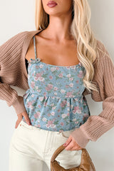 Bows Before Bros Sleeveless Floral Top (Denim/Pink)