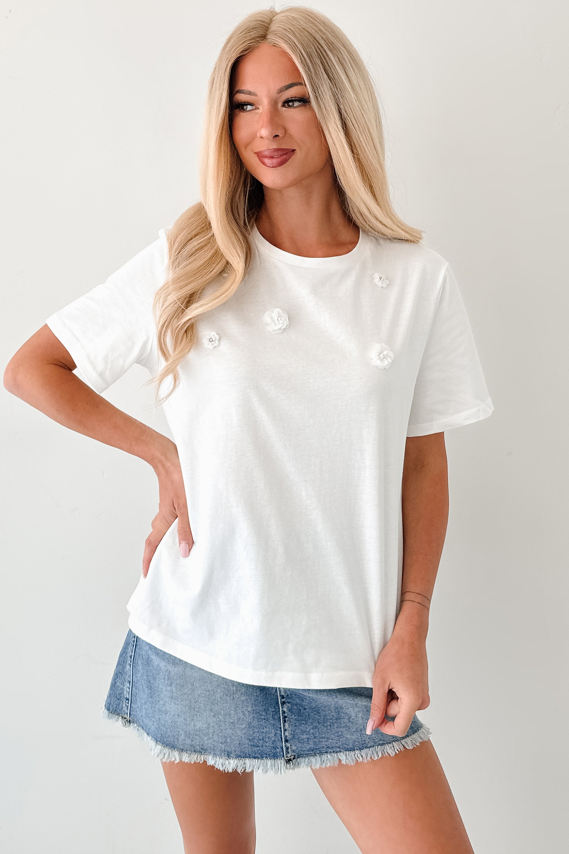 Change For Good Floral Beaded T-Shirt (White)