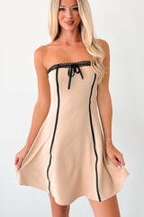 Lavish Vibes Strapless Mini Dress (Almond)