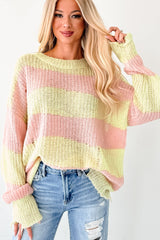 The Soft Life Signature 8 Striped Knit Pullover (Lime/Pink)