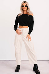 Leo Corduroy Barrel Leg Pants (Bone)