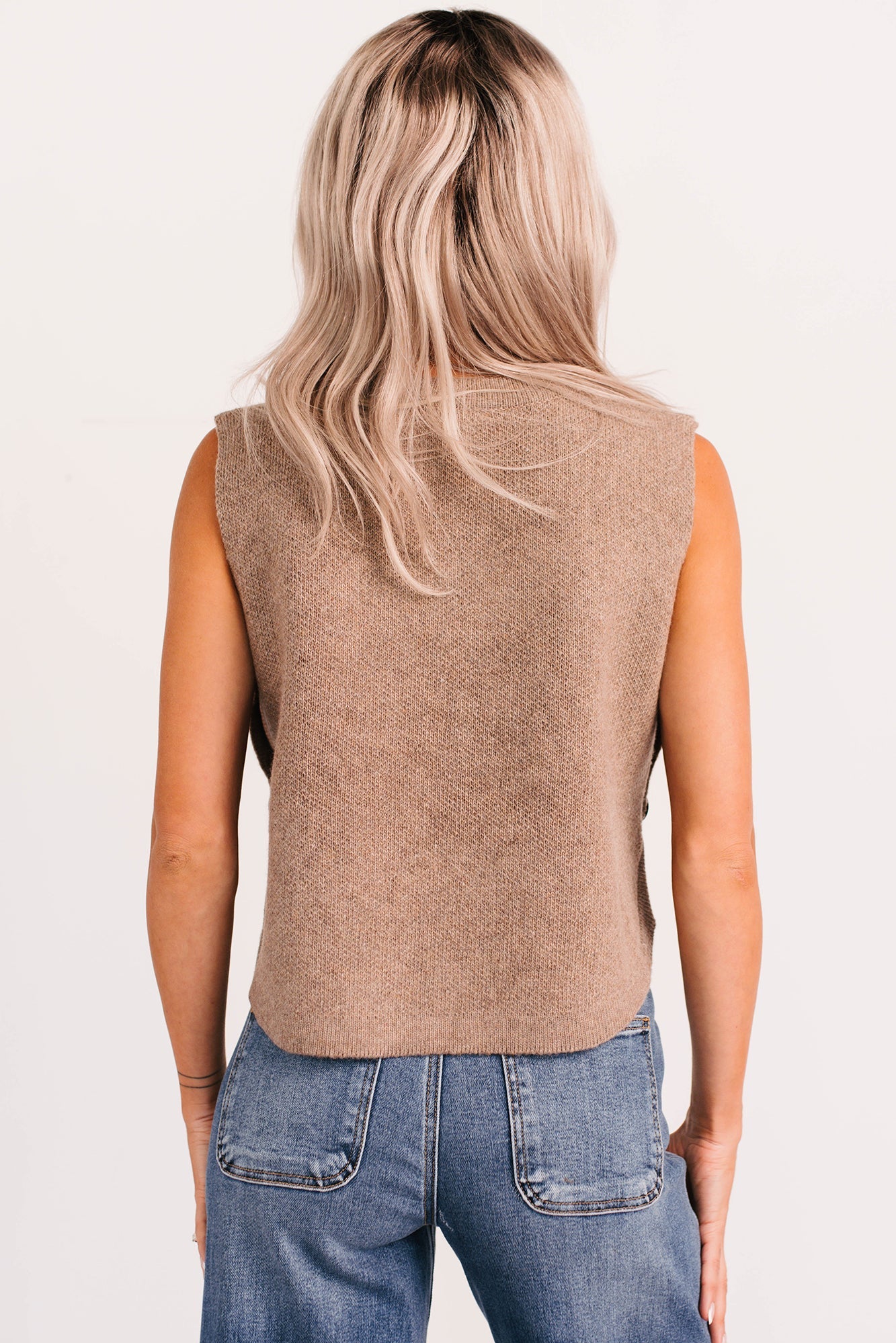 Inner Calm Sleeveless Knit Sweater (Mocha Mousse)