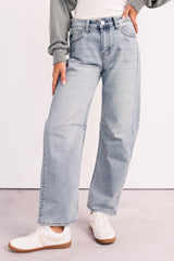 Brock High Rise Barrel Leg Kancan Jeans (Light)