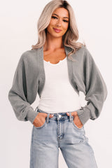 Lounge Cloud Ribbed Long Sleeve Shrug (Green Moss)