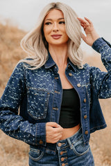 Say Less Do More Patterned Denim Jacket (Dark)