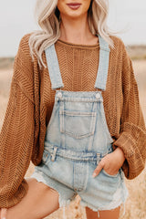 Lost On Purpose Distressed Signature 8 Overall Shorts (Light Denim)