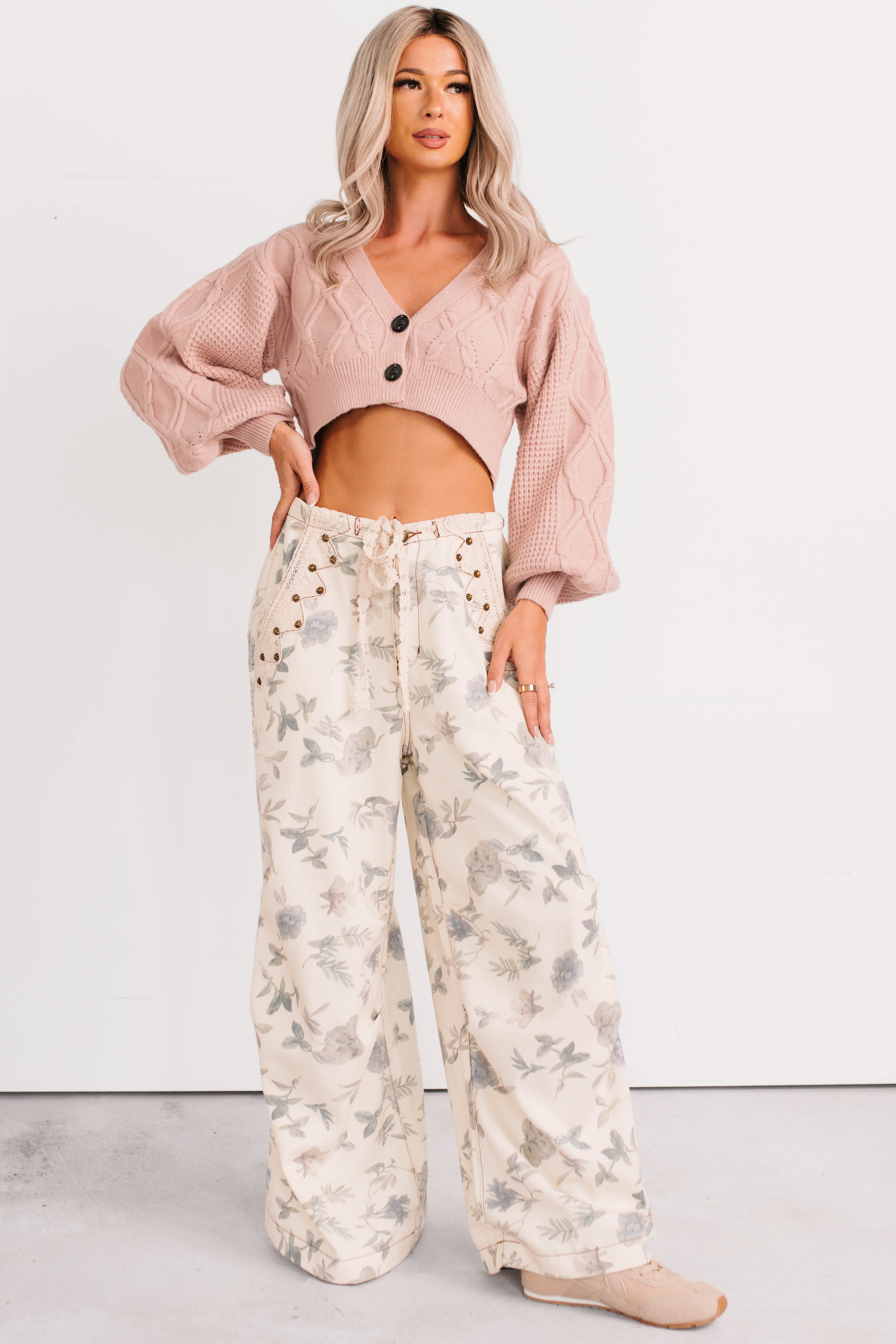 Lorelei Wide Leg Floral POL Jeans (Cream/Floral)