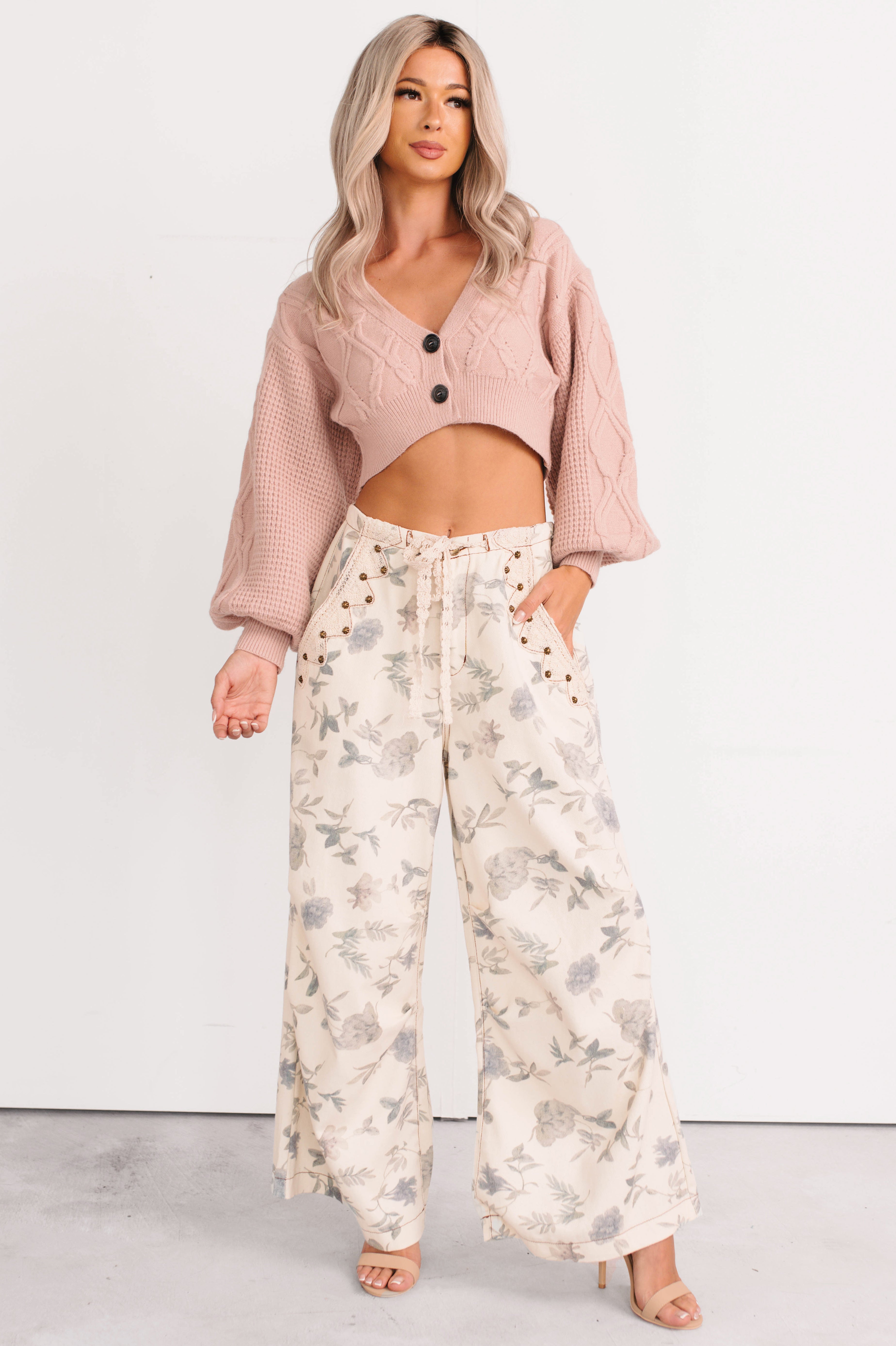 Lorelei Wide Leg Floral POL Jeans (Cream/Floral)