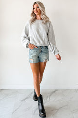 Right At Home Elastic Hem Sweatshirt (Heather Gray)