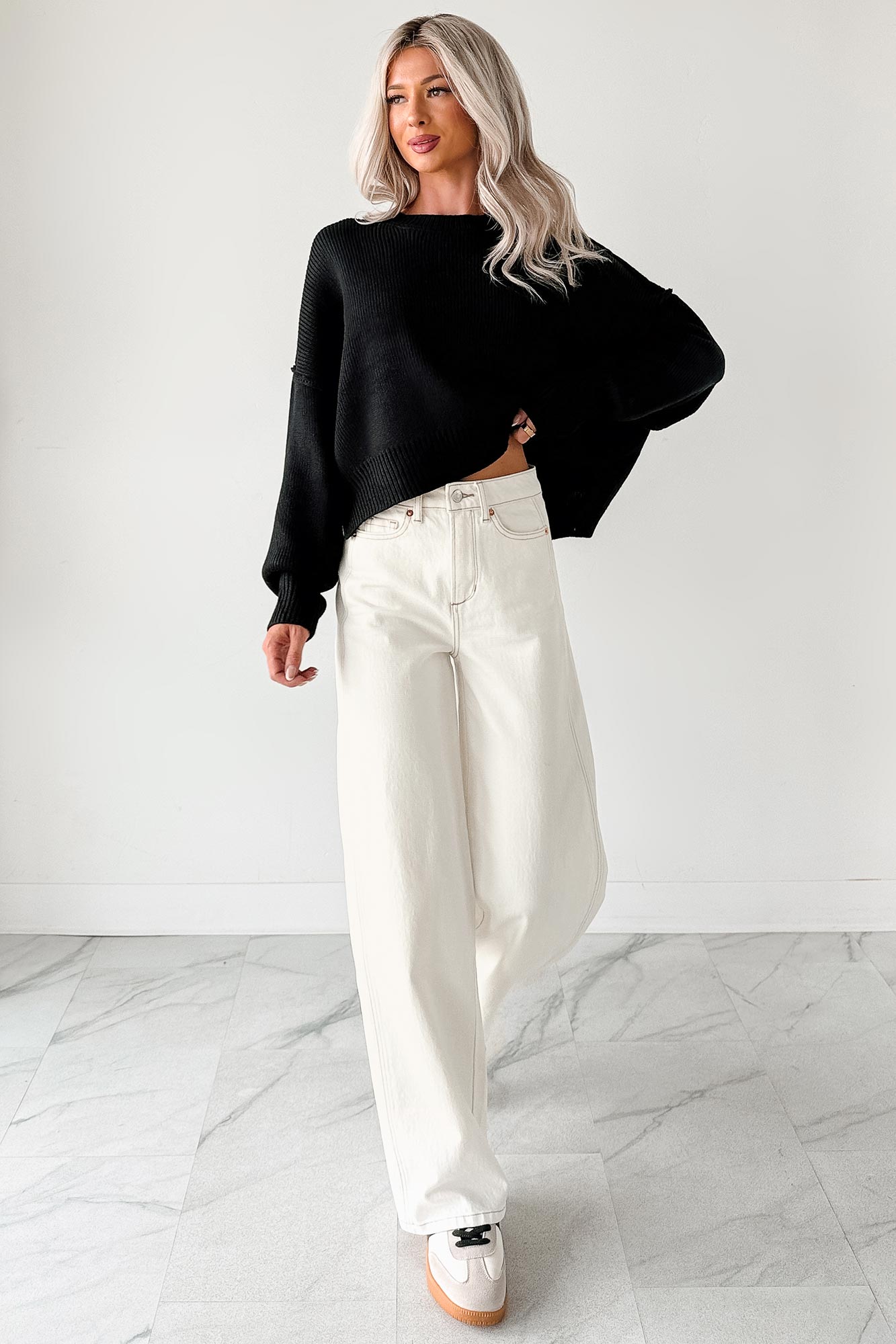 Lucian High Rise Wide Leg Jemina Jeans (Ivory)