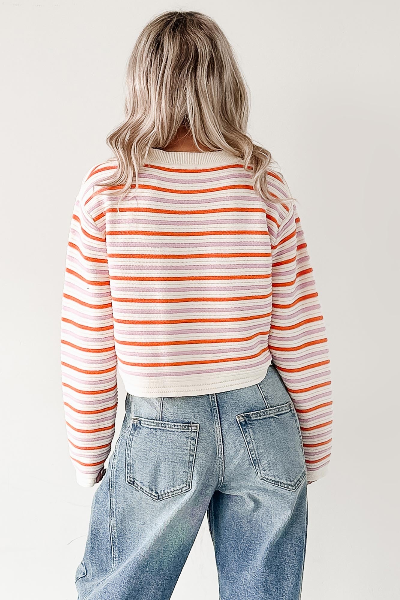 Sunset Feelings Stripe Knit Sweater (Cream/Pink/Orange)
