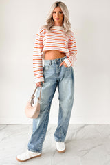 Sunset Feelings Stripe Knit Sweater (Cream/Pink/Orange)