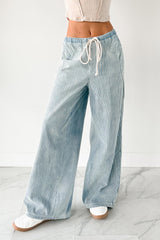 Franklin Striped Drawstring Wide Leg Jeans (Denim)