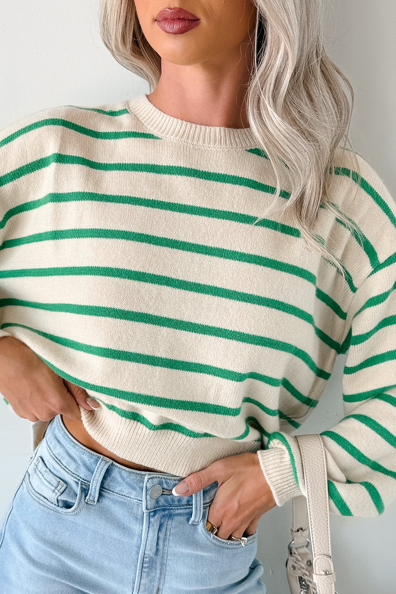 Morning Rituals Striped Button Detail Sweater (Green)